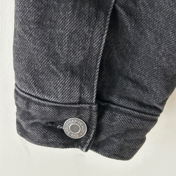 Gap Black Denim Sherpa Lined Trucker Chore Jacket - Picture 13 of 16